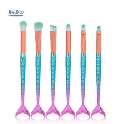 Crystal 6pcs Synthetic Hair Makeup Brush Set Kit Eyebrow Blending Highlight Brushes