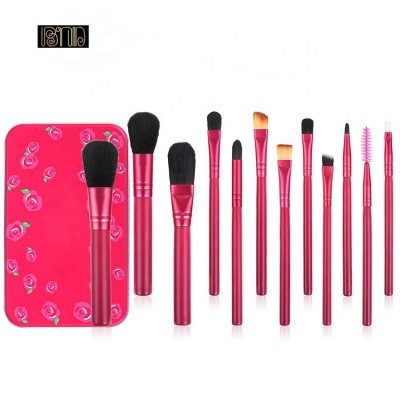 12pcs Cute Candy Makeup Brush Set Nylon Hair Brushes Set With Iron Box Packaging