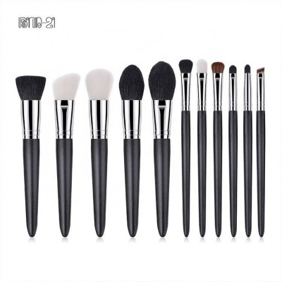 11pcs Customized Logo Printing Makeup Brushes Normal Size Black Make Up Brush Set