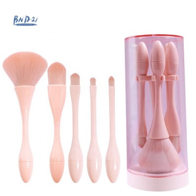 Synthetic Fiber Makeup Brush 5pcs Loose Powder Brush Travel Makeup Brush Set